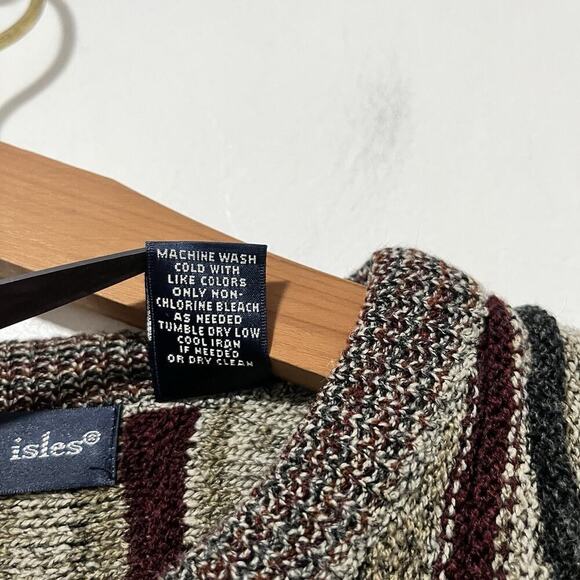 VTG Northern Isles Men's 3D Knit Sweater Size L Red Geometric Dadcore 90S Biggie - Picture 8 of 8